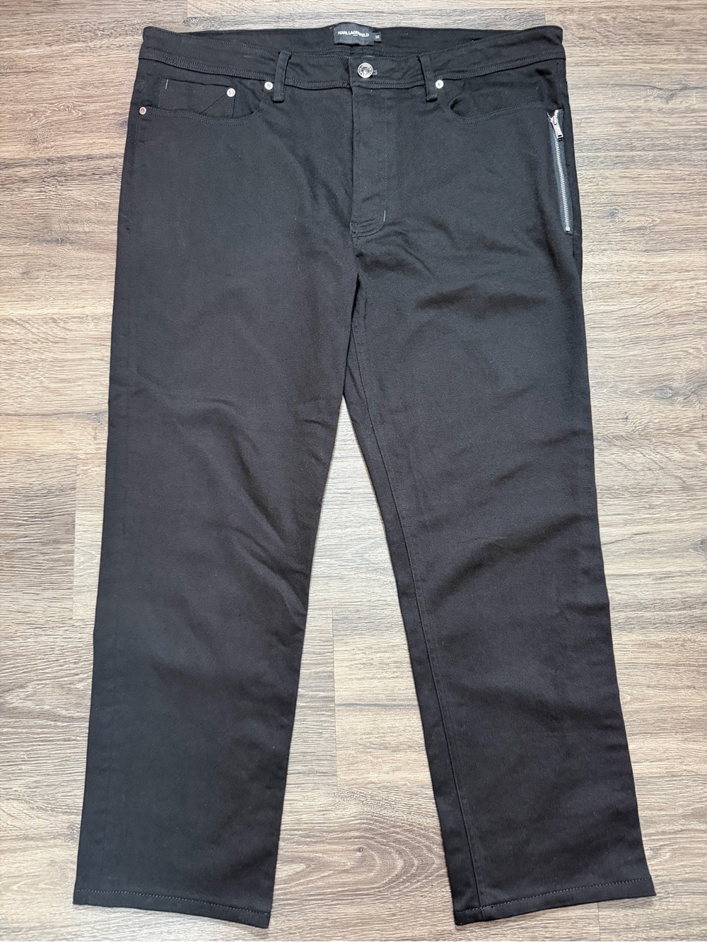 Karl Lagerfeld Paris Men’s Black Stretch Jeans Pants Size 38 Zip Pocket